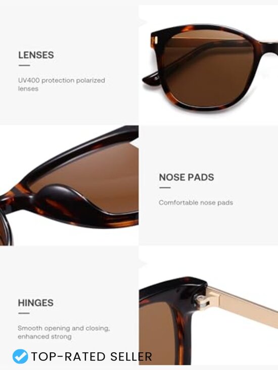 Classic Square Polarized Sunglasses Oversized Retro Trendy UV Protection main image 4